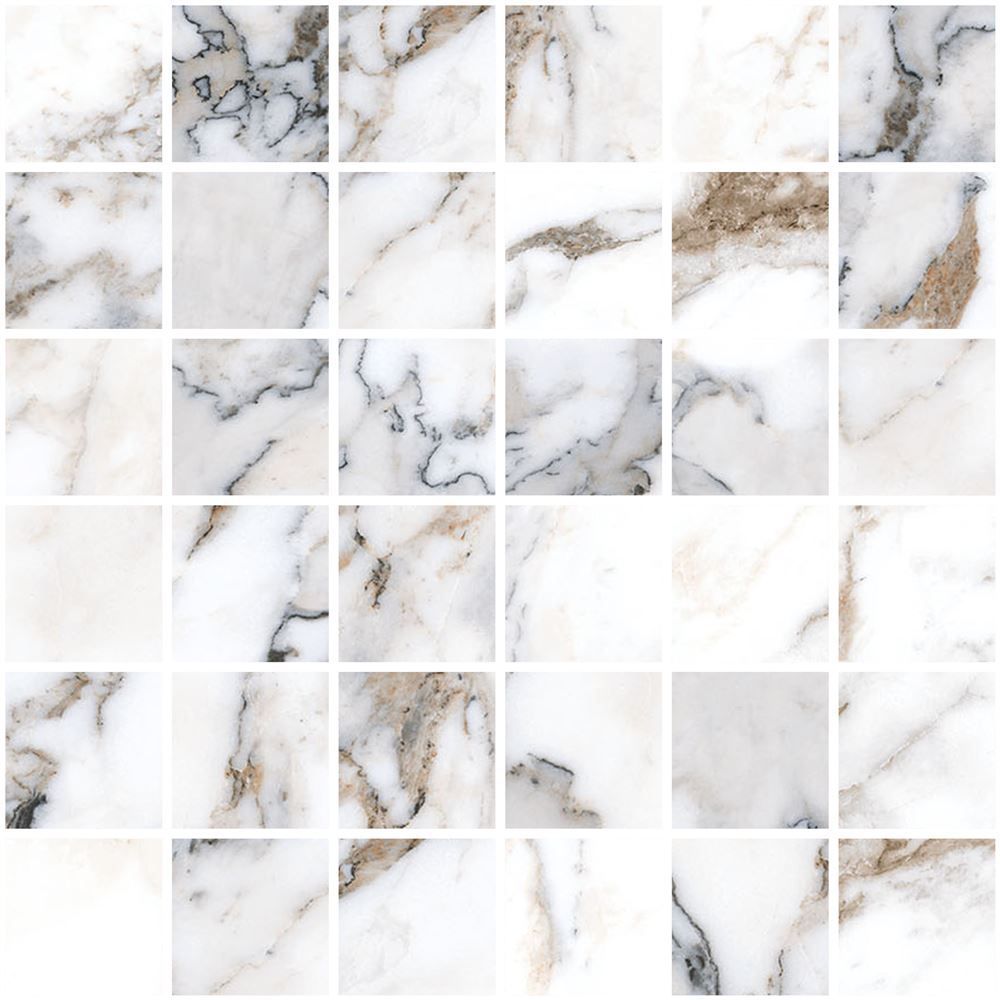 Декор-Мозаика Marble-X Бреча Капрайа Белый Лаппато Ректификат (5x5) K9498798LPR 30x30