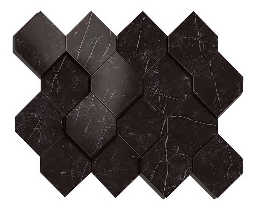 Мозаика Marvel Nero Marquina Mosaico Esagono 3D 28,2x35,3