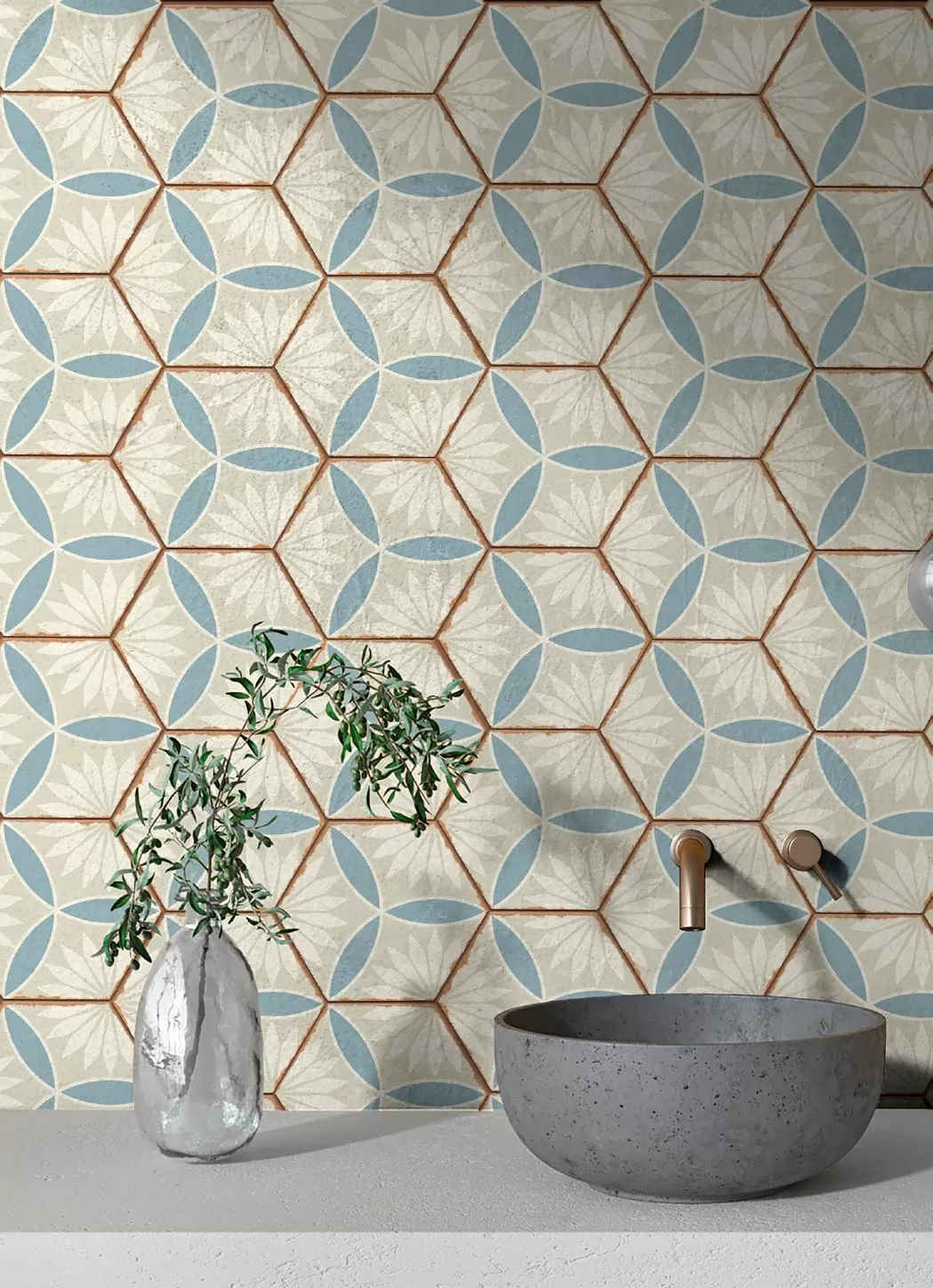 Pattern New Kaleidoscope Blue Многоцветный ENPTR6037MT2225 Матовый Керамогранит 22X25