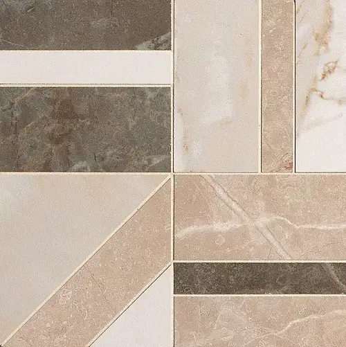 Roma Stone Calacatta Beige E Brown Deco Mosaico fRDL 30x30