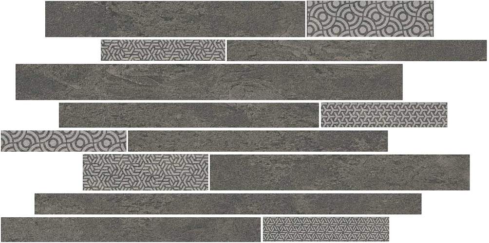 Декор Мозаика Ламелла Серый Темный Мозаичный SBM011\SG458520 25x50,2