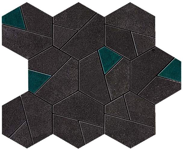 Мозаика Boost Tarmac Mosaico Hex Jade AN7A 25x28,5