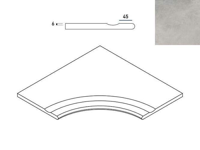 Бортик угловой Millennium X2 Silver Svasato Ang.Round30 Nat Закруг с выемкой 620090000733 60x60
