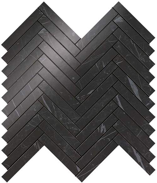 Мозаика Marvel Nero Marquina Herringbone Wall 30x30,5