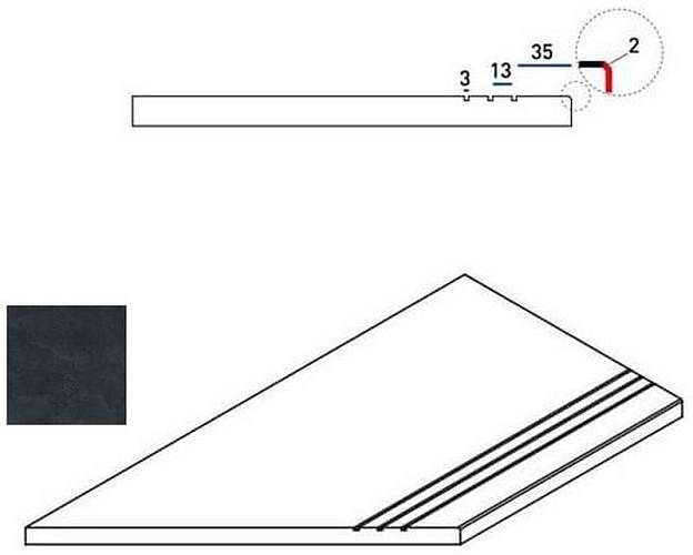 Бортик Materia Titanio Bor.Grip Sx Левый 620090000421 30x60