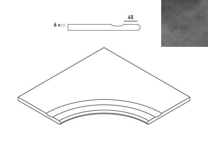 Бортик угловой Millennium X2 Black Svasato Ang.Round30 Nat Закруг с выемкой 620090000750 60x60