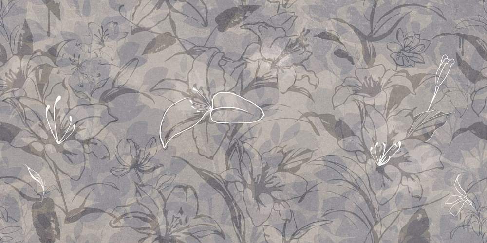 Floresta 17551 цветы синий ректификат Керамогранит 60x120