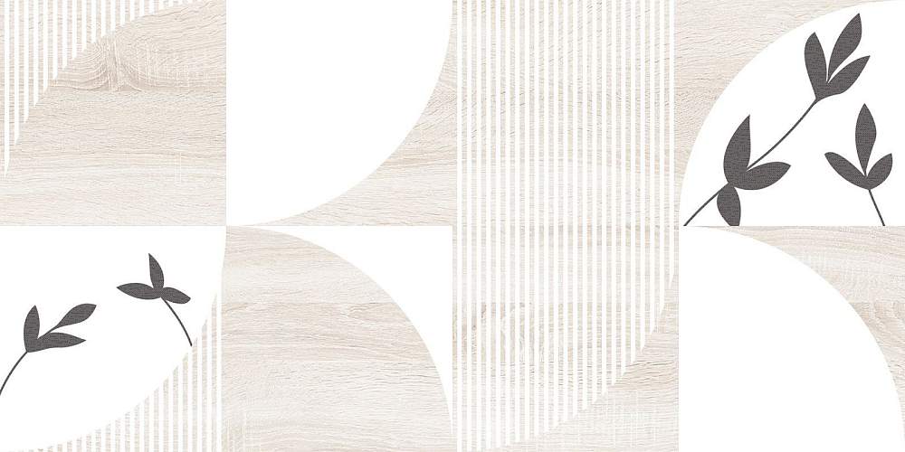 Джапанди/Japandi Бежевая Декорированная 19,8x39,8