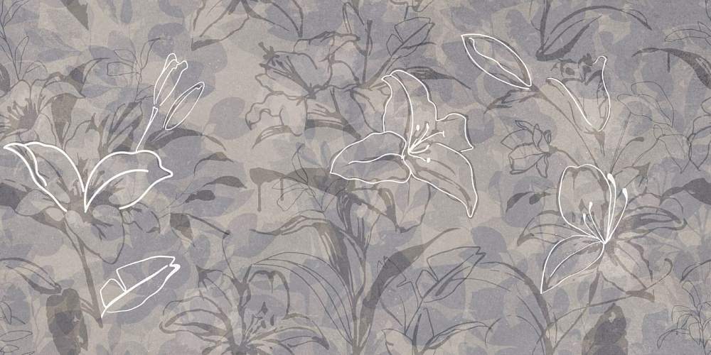 Floresta 17551 цветы синий ректификат Керамогранит 60x120