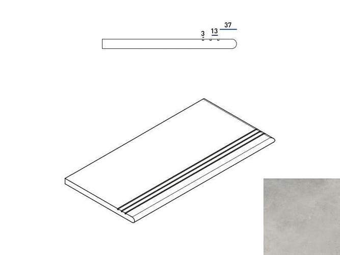 Ступень правая Millennium X2 Silver Gradino Round Dx Grip Закруг 620040000111 30x60