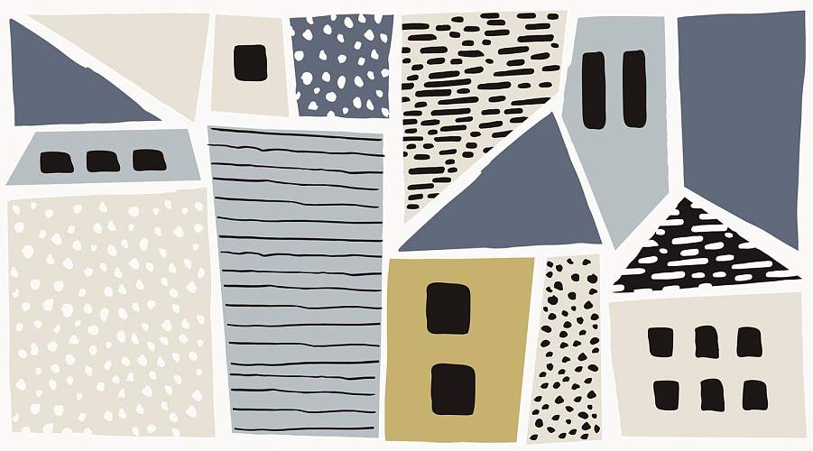 Панно Копенгаген/Copenhagen Домики (из 2-х элементов) 45x50