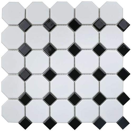 Мозаика Кер. Octagon Small White/Black Matt 29,5x29,5