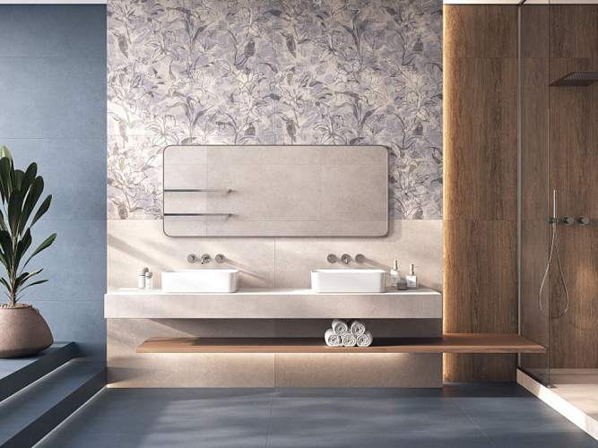 Floresta 17549 листья светло-серый ректификат Керамогранит 60x120