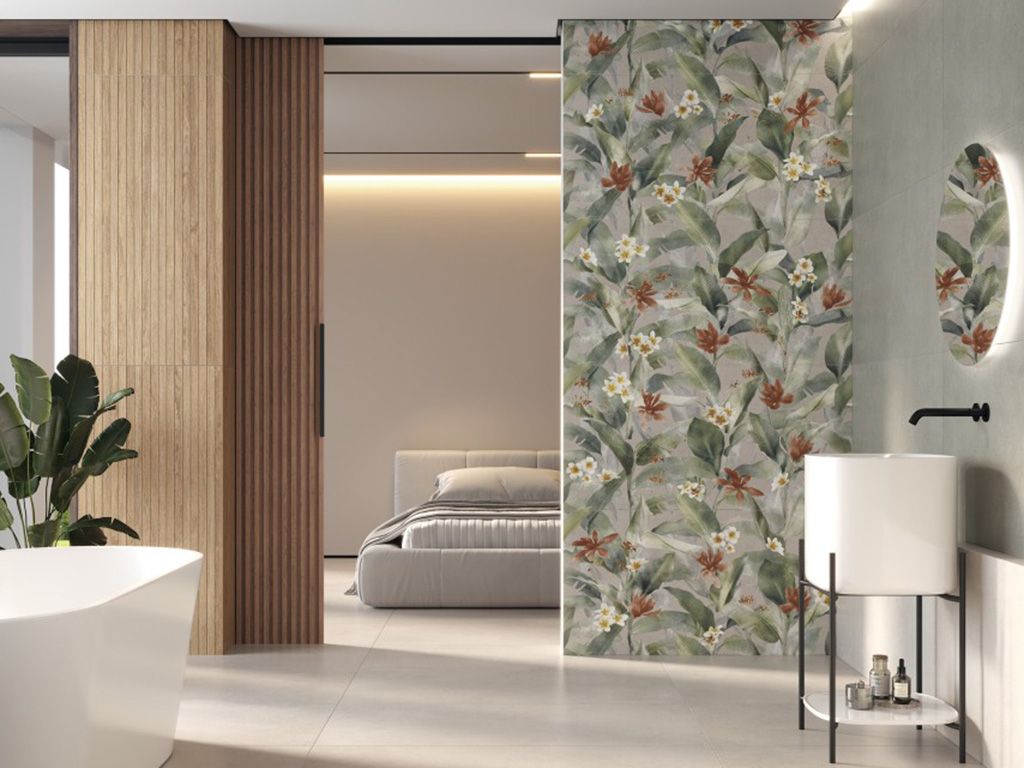 Floresta 17552 цветы серый ректификат Керамогранит 60x120